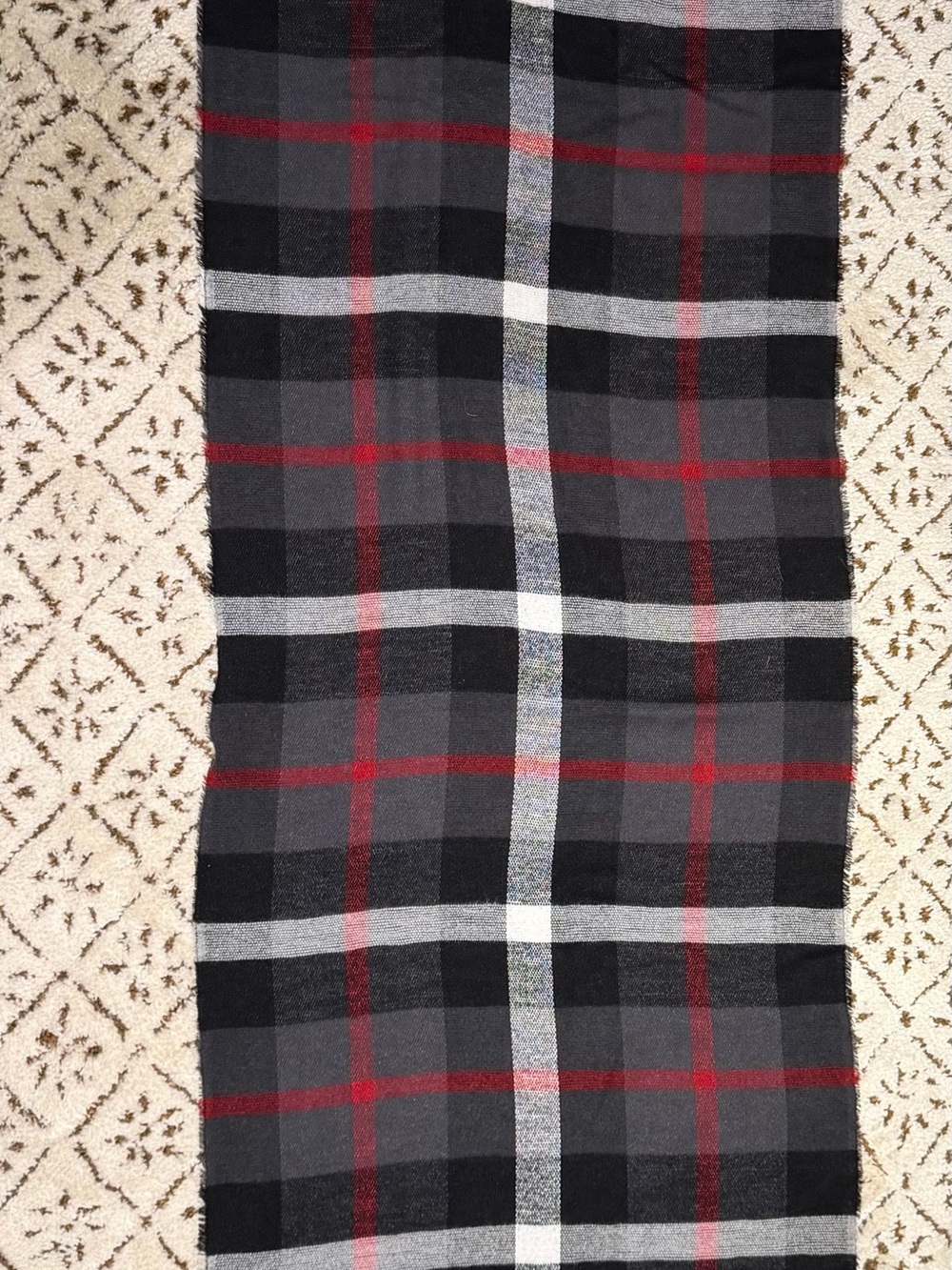 Express Men's Black, Gray & Red Plaid Scarf